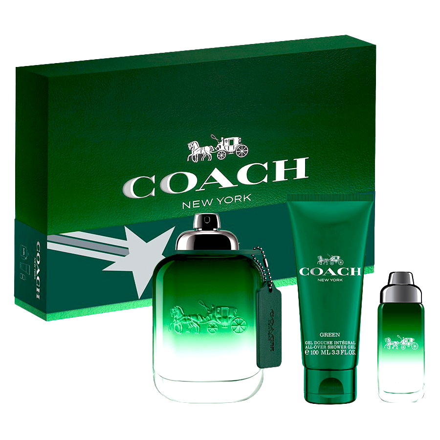 Conjunto Coach 3pc Nueva York Verde 3.3 Edt M