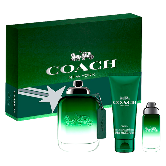 Conjunto Coach 3pc Nueva York Verde 3.3 Edt M