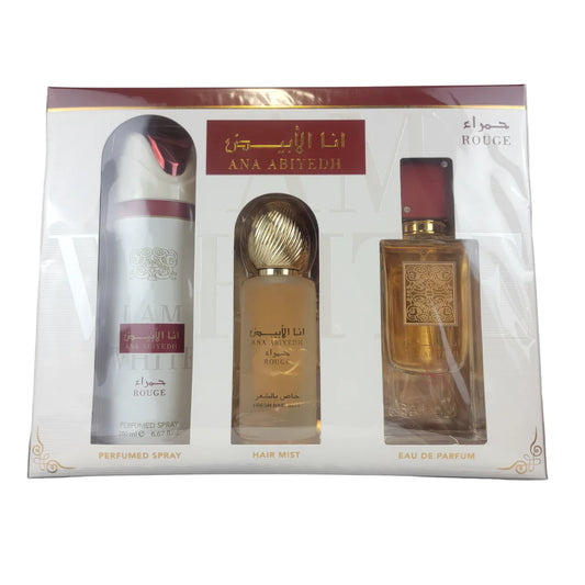 Set Lattafa Ana Abiyedh Rouge 3pc 3.4 Edp U