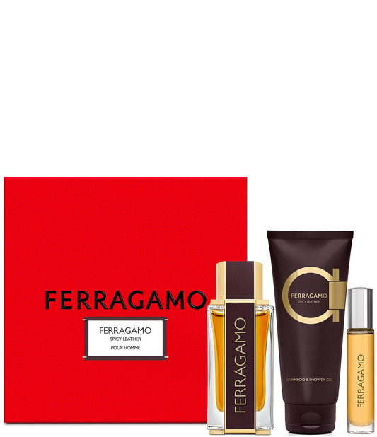 Salvatore Ferragamo Set Spicy Leather Parfum 3pc 3.4 Edp M