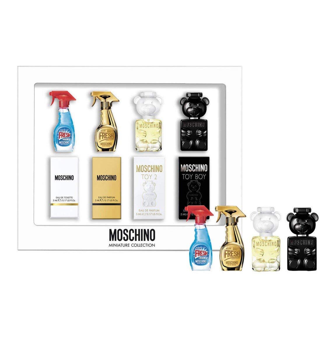 Conjunto Moschino Mini 4pc 5ml U Fresh Edt, Fresh Gold Edp, Toy 2 Edp, Toy Boy Edp